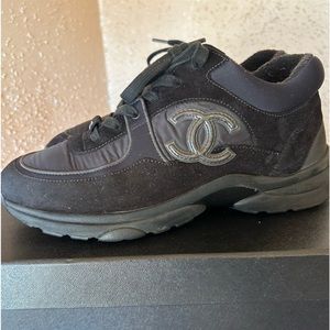Authentic Black Chanel suede sneakers 7.5